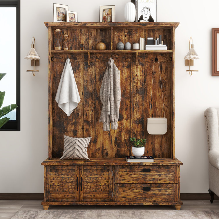 Rustic hall tree with storage online bench